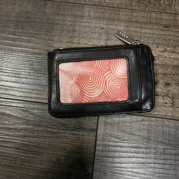 Small Hobo wallet coin purse credit card holder black leather LL - Picture 4 of 6